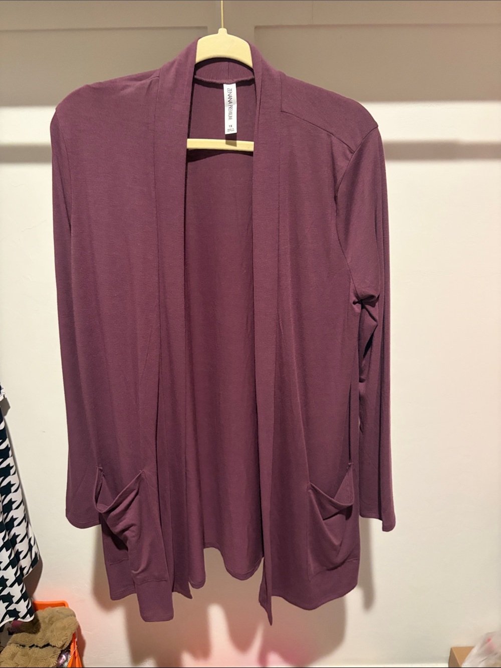 Zenana Premium Plum Open-Front Long Cardigan